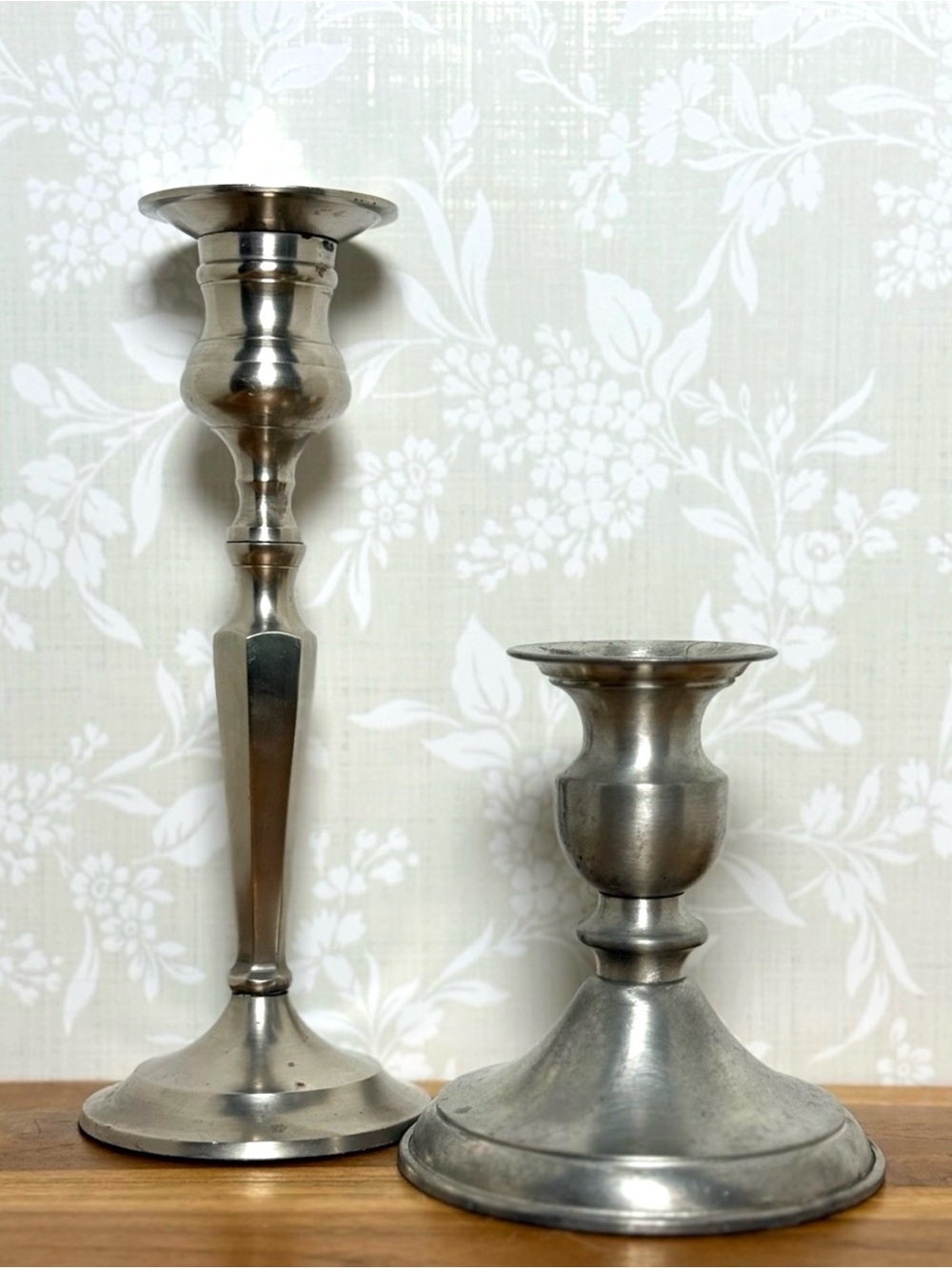 Vintage Pewter Taper Candlesticks Set of Two
